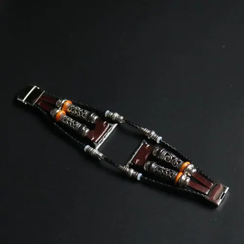 dark brown Винтажный браслет ручной работы из бисера для часов Apple Watch 42 мм 38 мм, ремешок из натуральной кожи для часов iWatch серии 1 2 3 - Цвет: dark brown