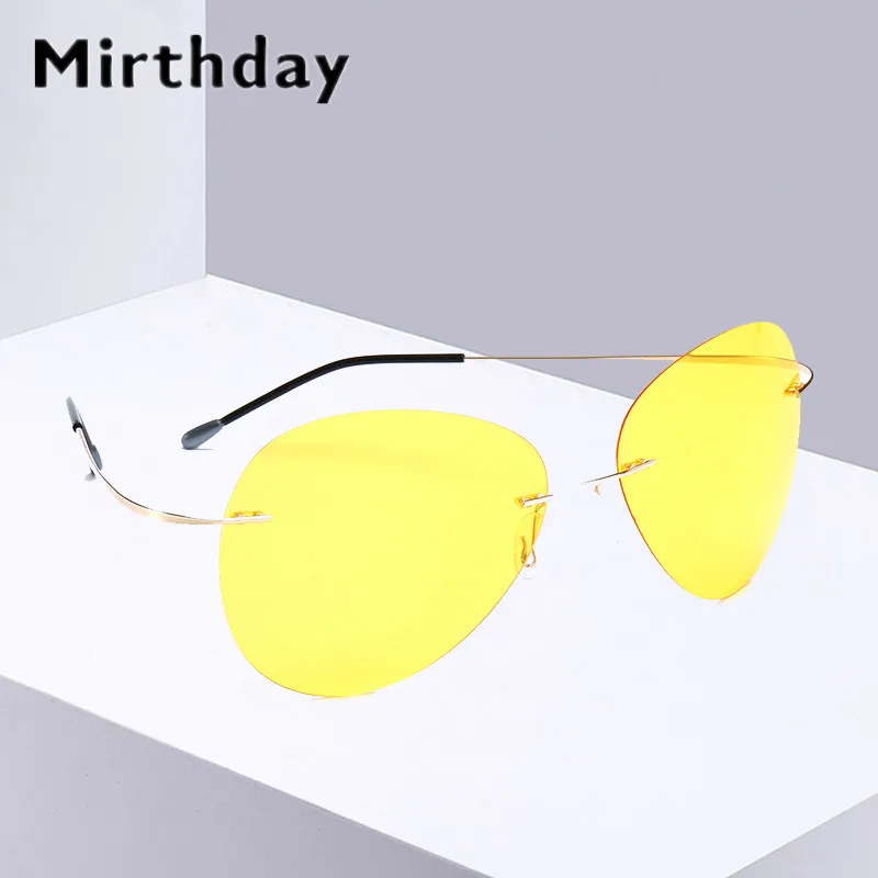 Мужские солнцезащитные очки без оправы Mirthday 100% чистый титан поляризационные