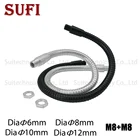 Гибкая светодиодная лампа с гибким держателем гусиная шея, универсальный металлический Змеиный шланг M8, для настольных ламп сделай сам, 2 шт., диаметр 6 мм, 8 мм, 10 мм, 12 мм