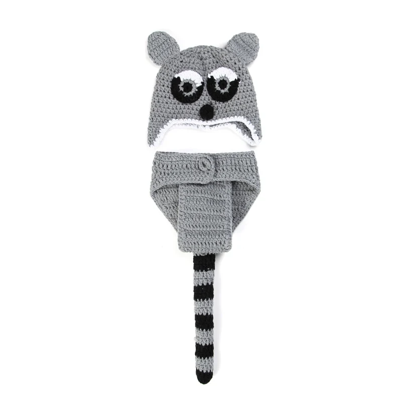 Newborn Baby Handmade Infant 0-3 months Animal Photography Props Wild Civet Cats Cute Crochet Outfits Knitted Wool Dress | Мать и ребенок