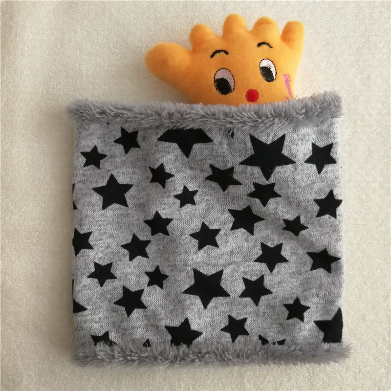 Grey Black stars Брендовый шарф для детей, теплые шарфы для девочек, зимний шарф для детей, шерстяные детские шарфы с воротником - Цвет: Grey Black stars