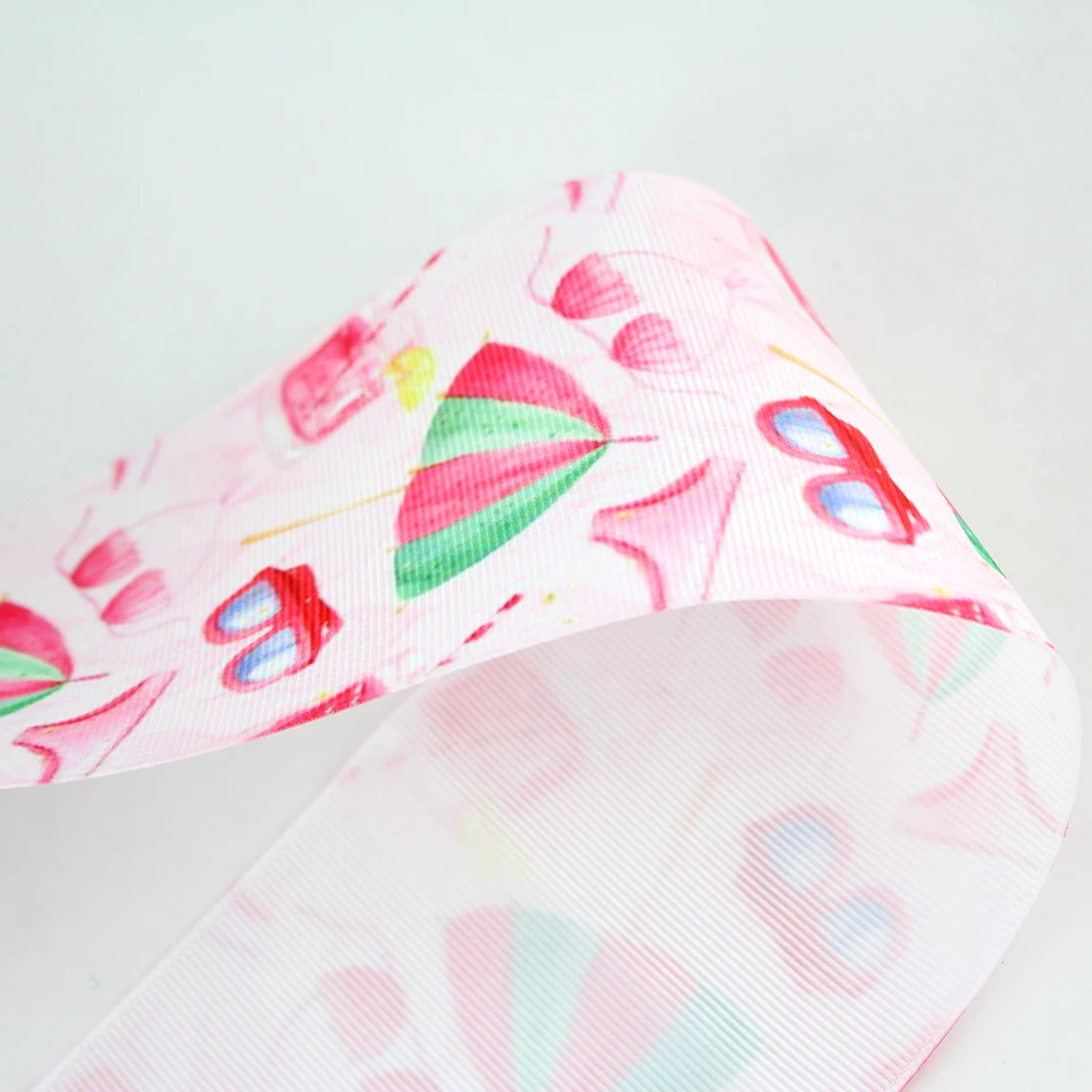 3&quot summer sunshade sunglass printed grosgrain pink ribbon 75mm wedding party decoration diy girls bows ribbons 5 10 yards | Дом и сад