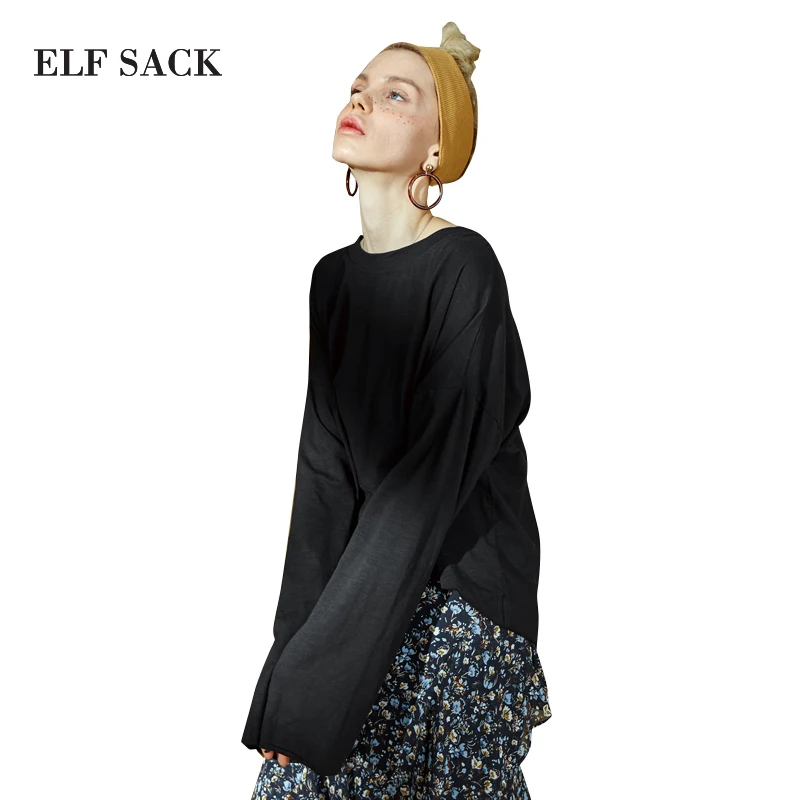 ELFSACK стильные женские футболки с длинным рукавом и открытой спиной женская