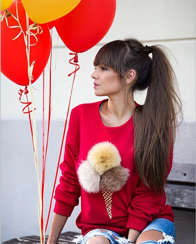 BKLD 2018 толстовка женская Милая Толстовка с принтом мороженого модная 3d Зимний