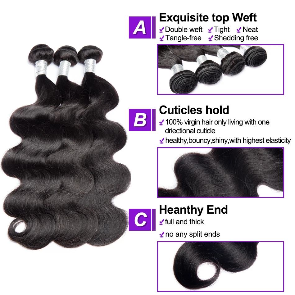 Современные волосы для шоу объемная волна 3 пучка с фронтальной застежкой