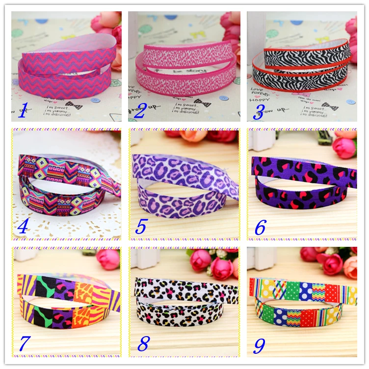 

5/8'' Free shipping Fold Elastic FOE leopard chevron printed headband headwear hairband diy decoration wholesale OEM D126