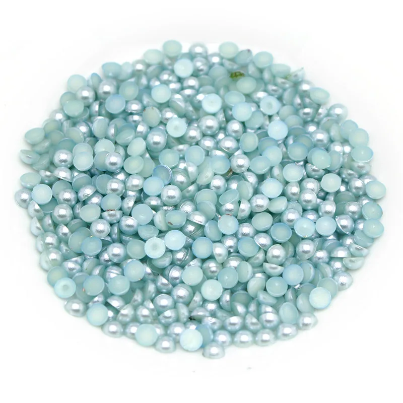Light blue 600 шт./лот, 5 мм, разноцветные полукруглые жемчужные бусины из АБС-пластика с плоской задней поверхностью, сделай сам, для одежды, сумки для ногтей, скрапбукинга, материалы для рукоделия LX061 - Цвет: Light blue