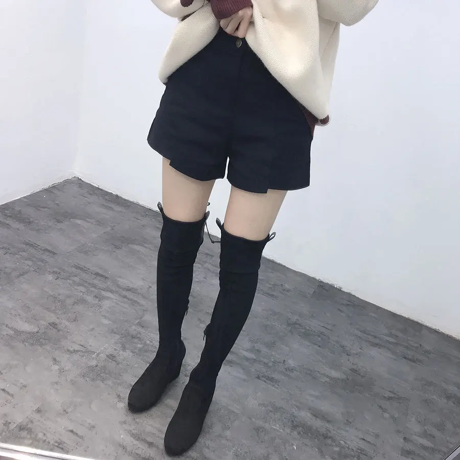 High Waist Shorts Woman Casual Vintage Harajuku Sexy Solid Feminino Women Korean Spring Clothing Black | Женская одежда