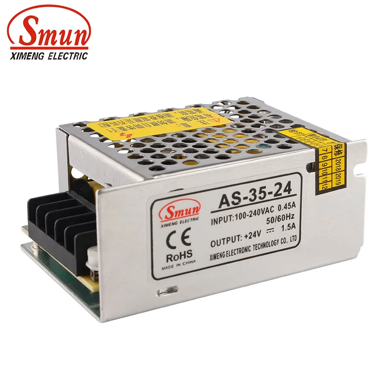 SMUN AS 35 24 мини размер Вт В 1 5 А одинарный выход блок питания для светодиодов|switch