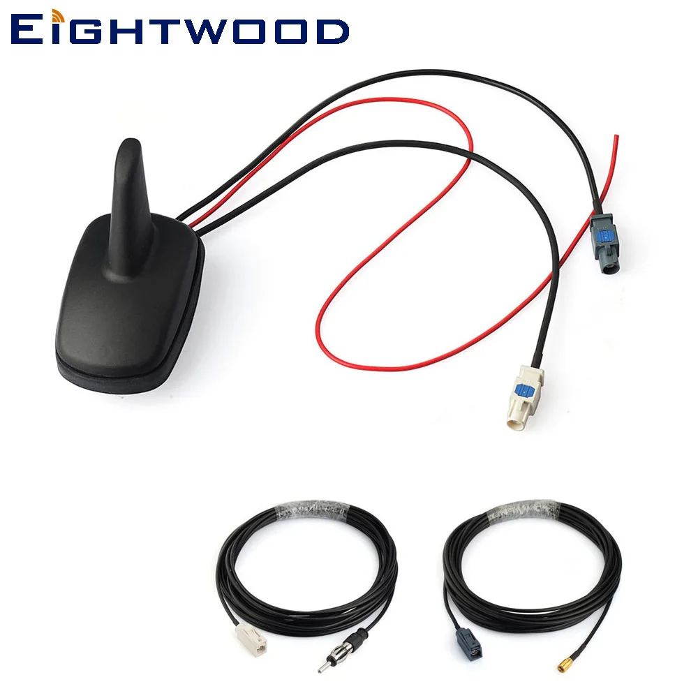 Eightwood Car DAB+FM Radio Stereo Amplified Aerial Roof Mount Shark Fin SMB Antenna Replacement Cable for Pioneer Sony DAB Kit