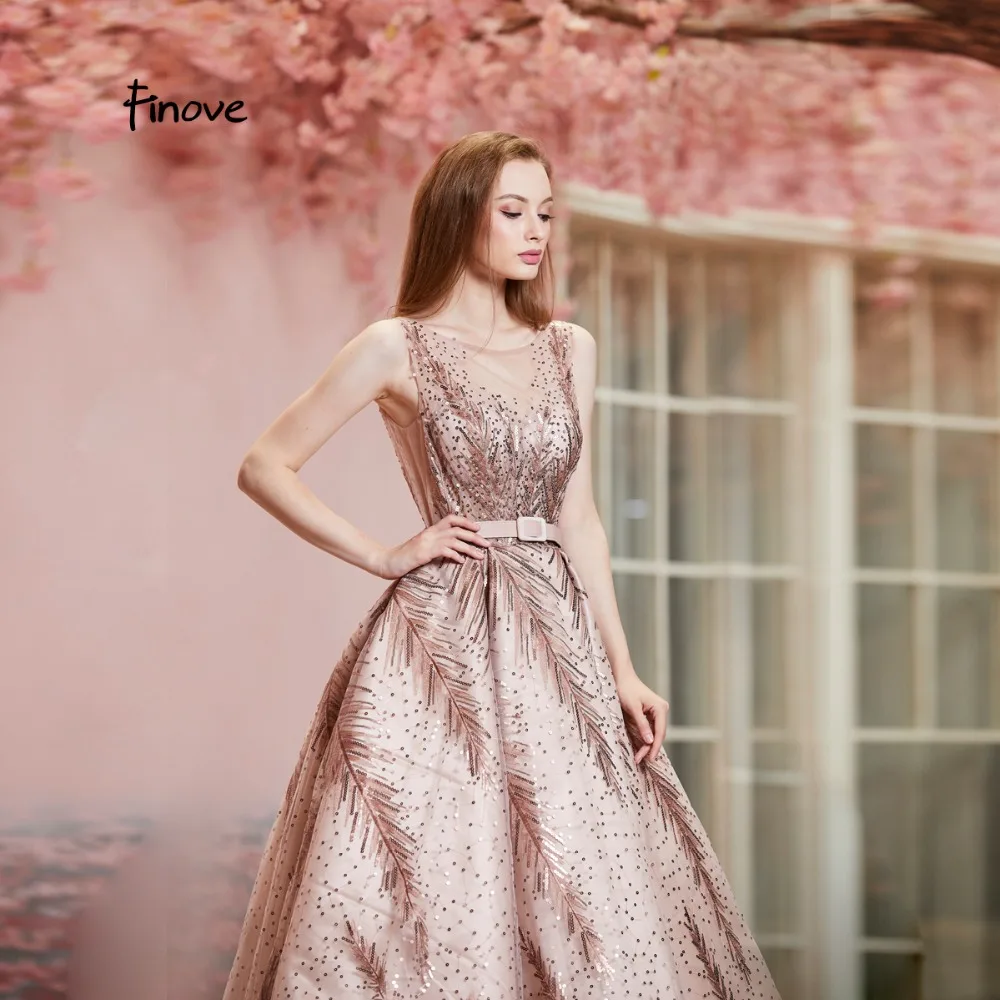 Роскошные вечерние платья Finove Новое поступление 2020 розовое золото блестящее