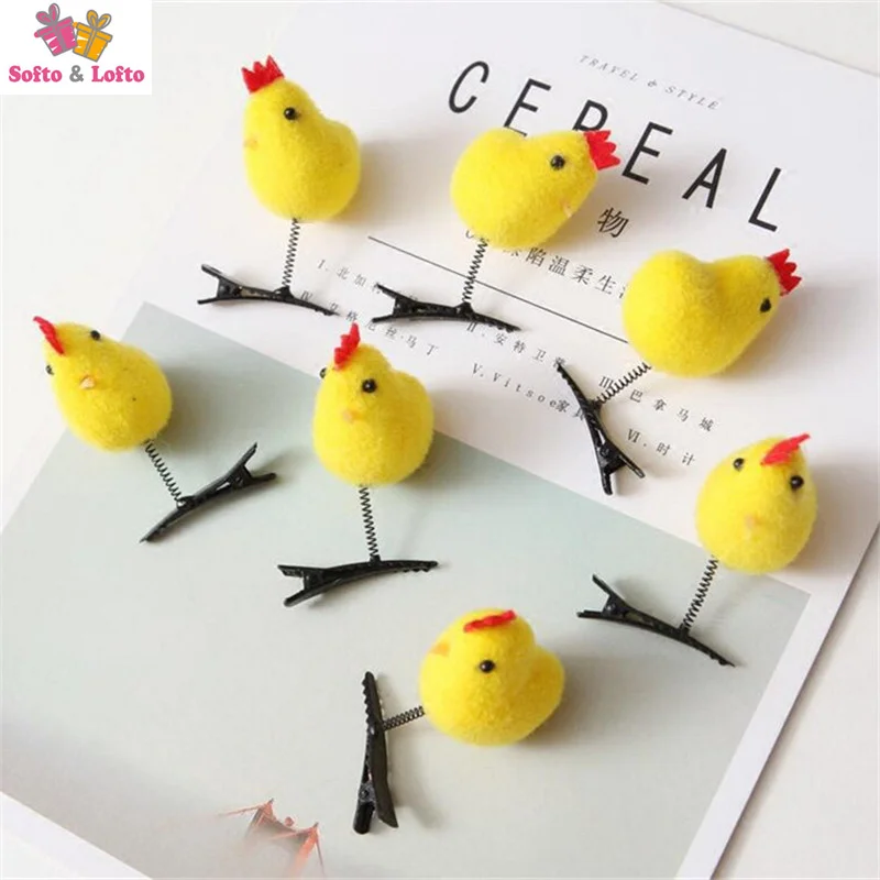 Бесплатная доставка 6 шт./лот желтые курицы красные сердца заколки для волос