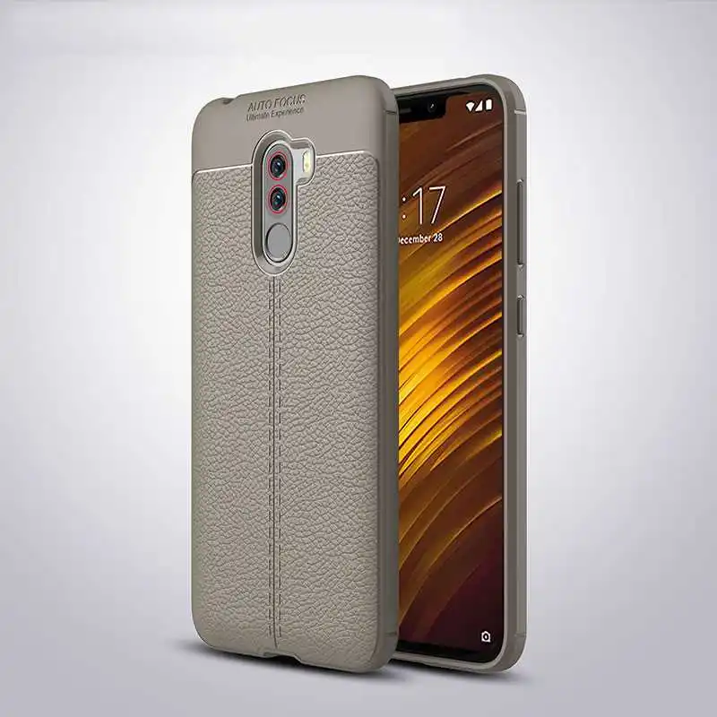 Mokoemi Мода Личи шаблон ударостойкой Soft 6,1" для Xiaomi Pocophone F1 чехол для Xiaomi Pocophone F1 ячейки чехол для телефона чехол - Цвет: Gray