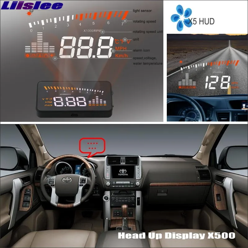 Автомобильный HUD Дисплей для Toyota Land Cruiser Prado 1998 2014 авто безопасное вождение Refkecting
