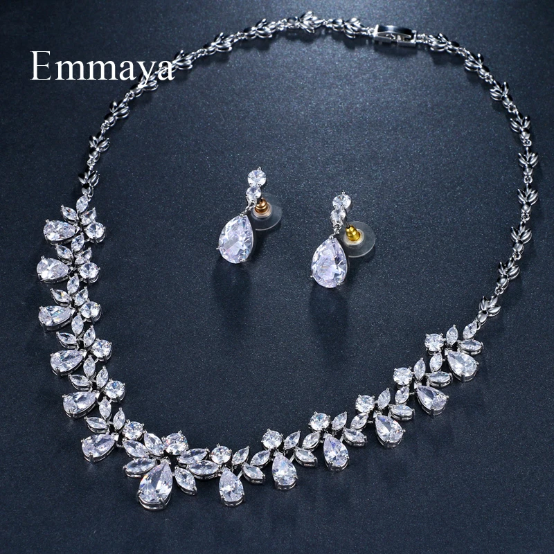 Женский комплект украшений Emmaya белый свадебный с кулоном из кубического
