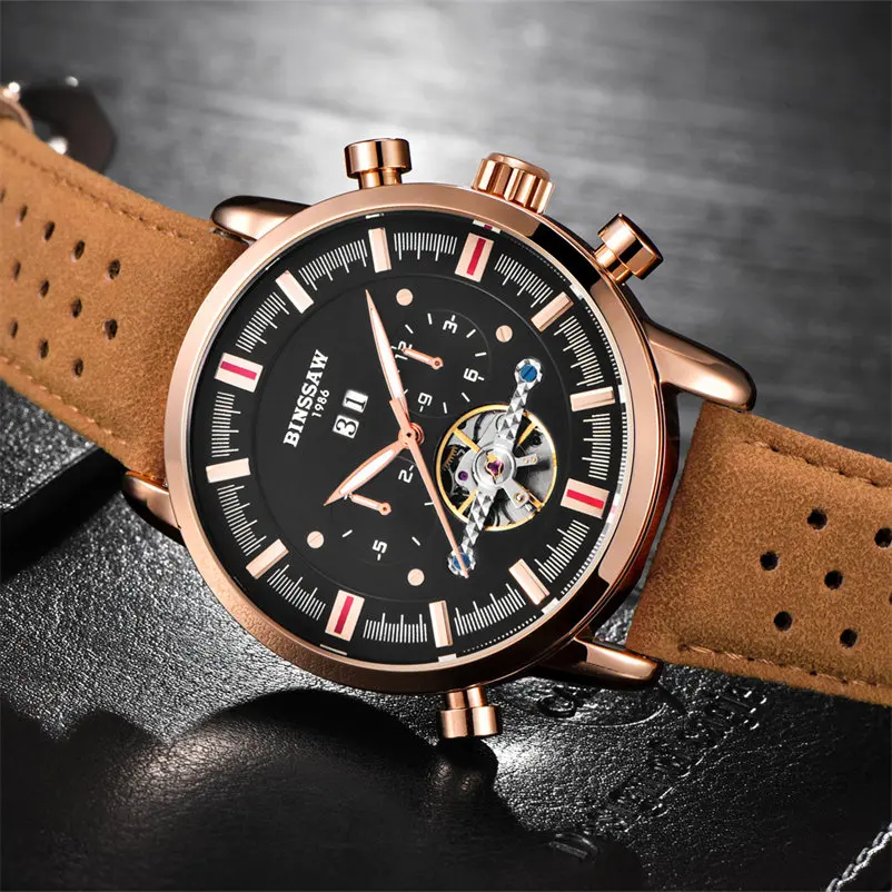Манера Tourbillon Automatische Mechanische Uhr Mode Lassig Leder Военный Спорт lusus Marke Selbst-Wind Uhren Relogio Masculino |