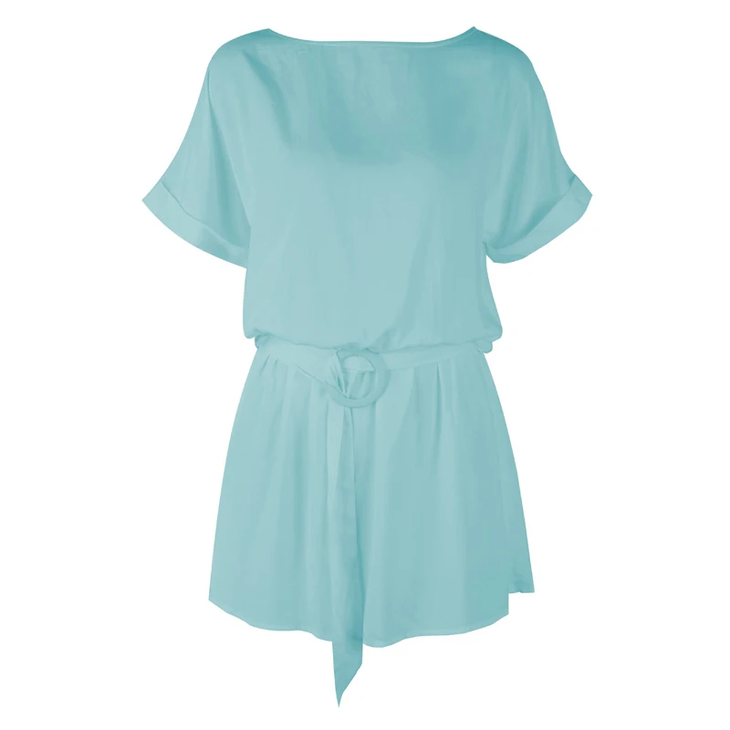 Женский комбинезон женский летний с вырезом лодочкой модные однотонные