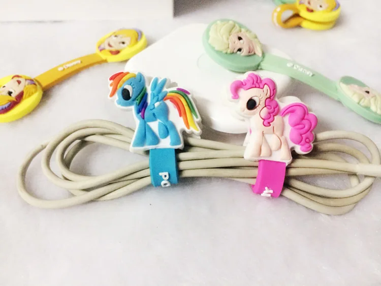 10 шт./лот держатель шнура для наушников с мультяшным единорогом кабеля USB