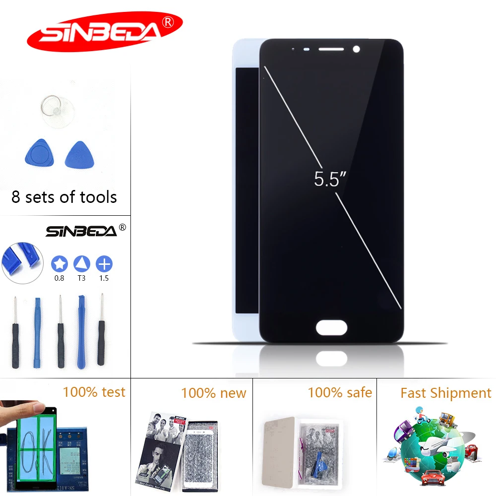 5 &quotSinbeda дисплей для MEIZU MX6 ЖК-дисплей сенсорный экран с рамкой дигитайзер сборка