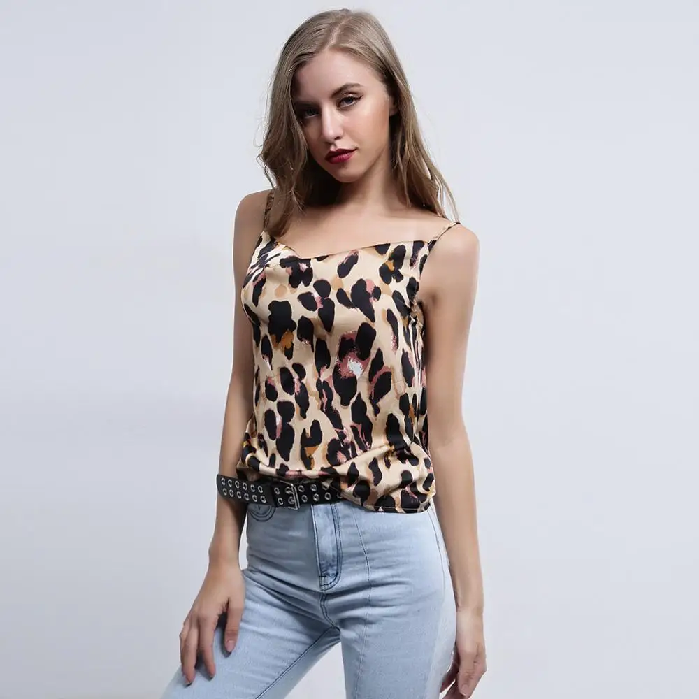 Sexy Wild Leopard Tops Summer Camisole Pub Club Clothes for Women V Neck Shirts Top 90s Streetwear Female | Женская одежда