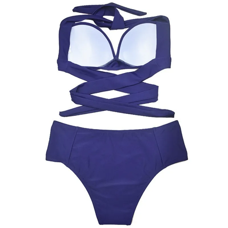 Lefeel бандажный комплект бикини женский купальник пуш ап однотонный с высокой