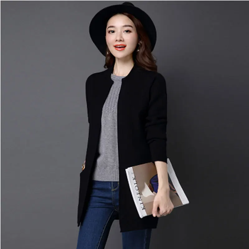 

Women Korean Open Stitch Cardigan High Quality Soft Handle Basic knitting Coat Spring Autumn Winter Stretch Knitwear Sweater0176