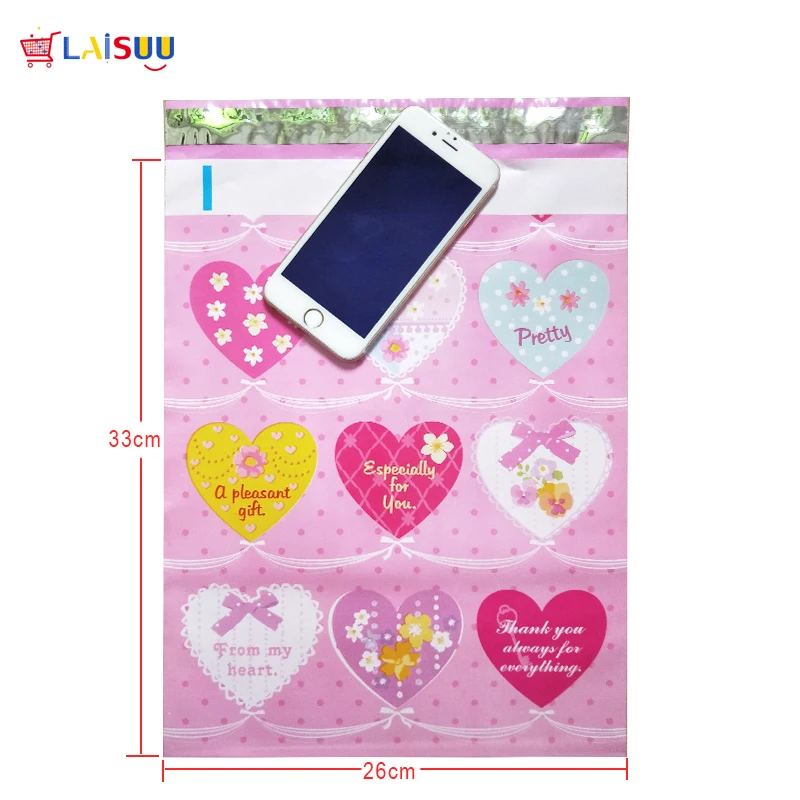 4 дизайна, 25,5*33 см, 10*13 дюймов, модный розовый Фламинго/Сердце/ананас, полиэтиленовый пакет-конверт для самозапечатывания