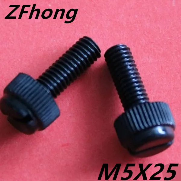 

500pcs M5*25 Black Plastic Knurled Head Slotted Screw