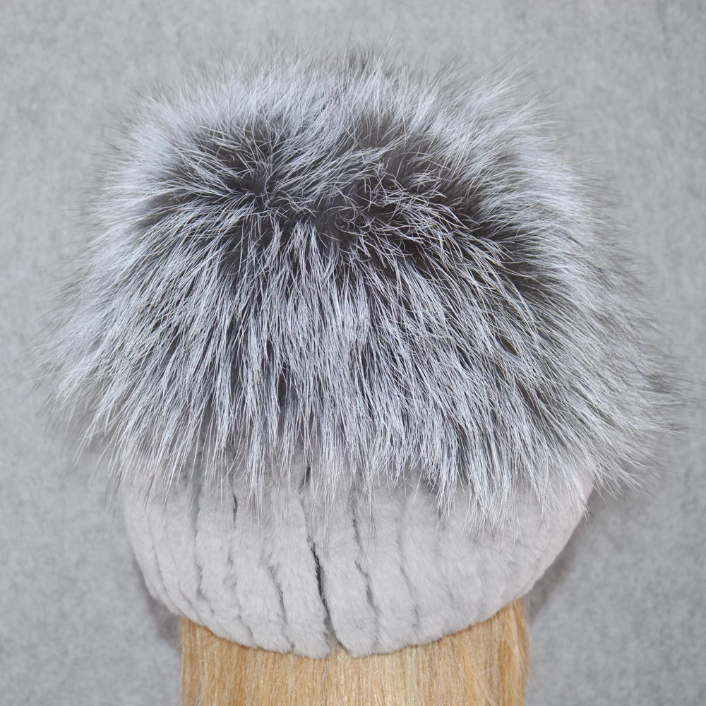 2020 Для женщин Настоящий мех кролика шапки бини Шапки вязаная эластичная 100%