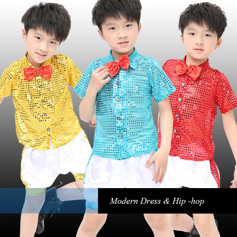 2017 Рубашка с короткими рукавами танцевальные костюмы для Обувь мальчиков