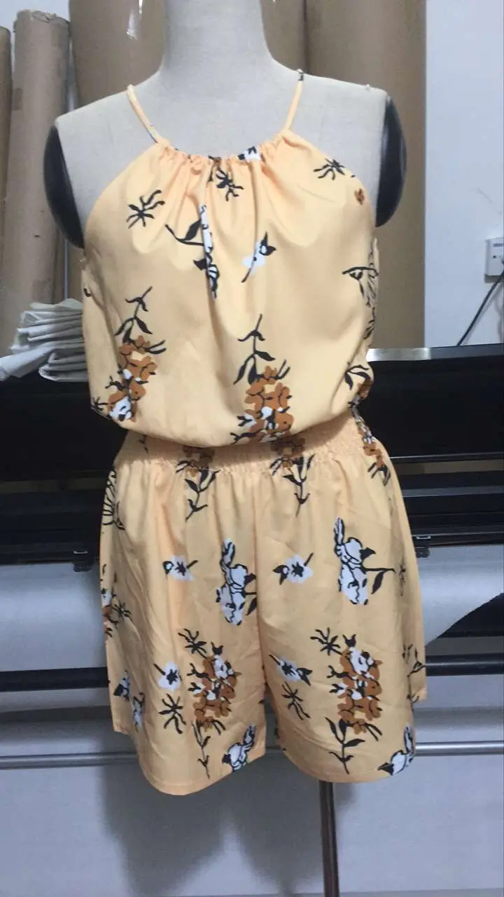 Лето 2017 г. Новый женский Повседневное Сексуальная Холтер без рукавов с цветочным