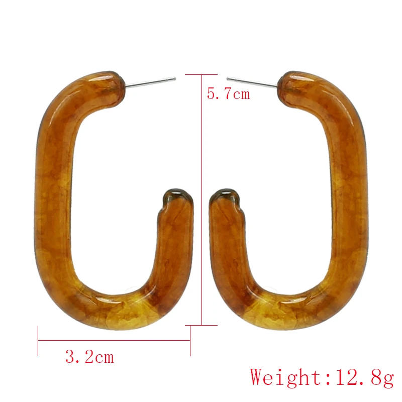 8Seasons Punk Style Coffee Color Resin U-Shaped Drop Earrings For Women Club Party Simple Dangle Jewelry Accessories | Украшения и