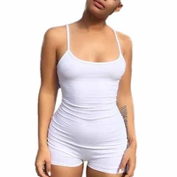 casual white bodycon rompers womens jumpsuit 2019 summer playsuit sexy slim body skinny rompers shorts spaghetti strap leotard
