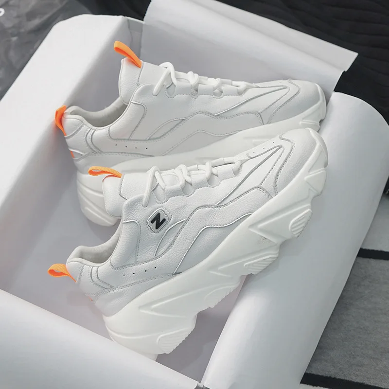 Белая обувь Женские кроссовки из натуральной кожи на массивной платформе zapatos de
