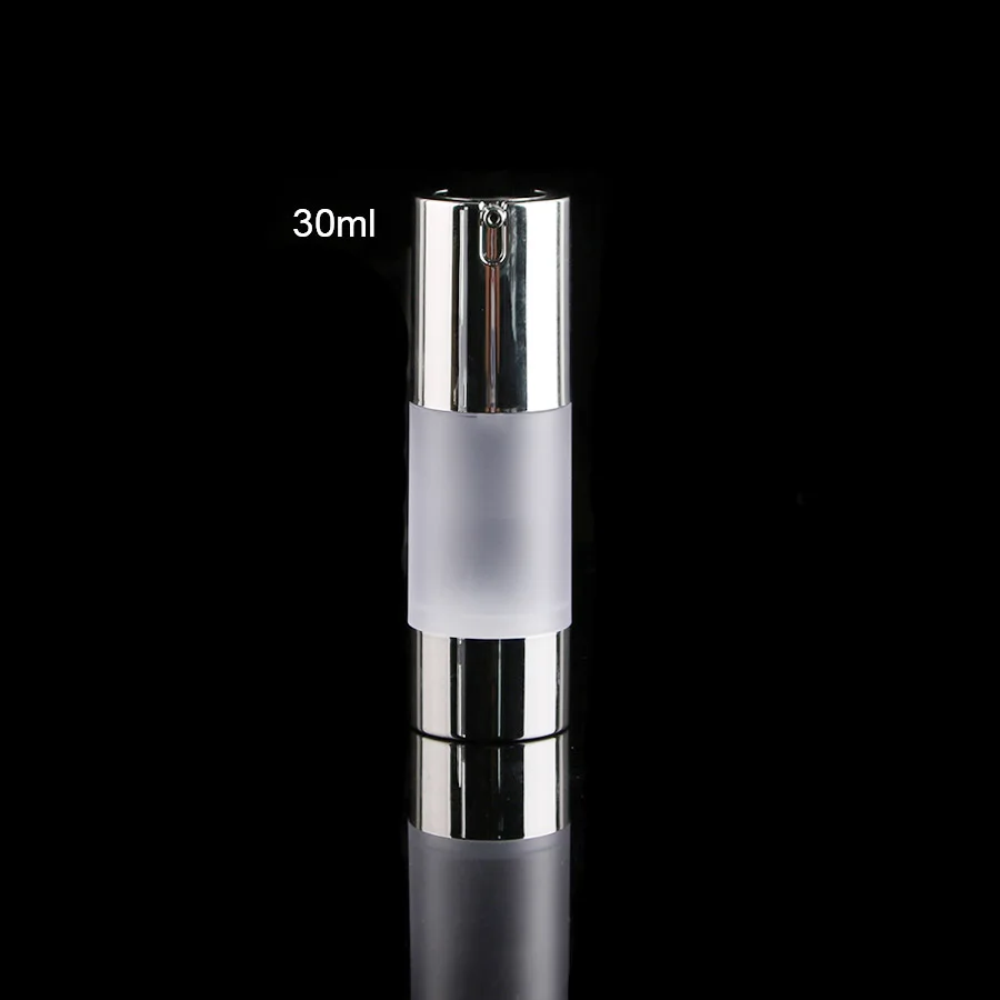 Пустая Серебряная безвоздушная дозатор для крема-лосьона пластиковый контейнер