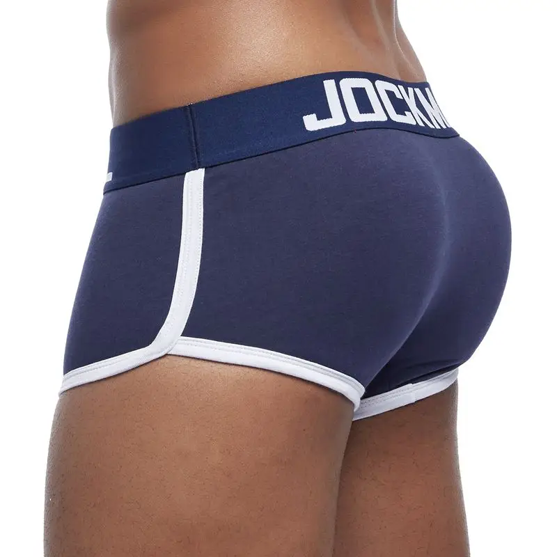 JOCKMAIL, мужское нижнее белье, боксеры, сексуальные трусы для геев, с мешочком для пениса, усиление выпуклости спереди+ сзади, Двойная съемная чашка пуш-ап