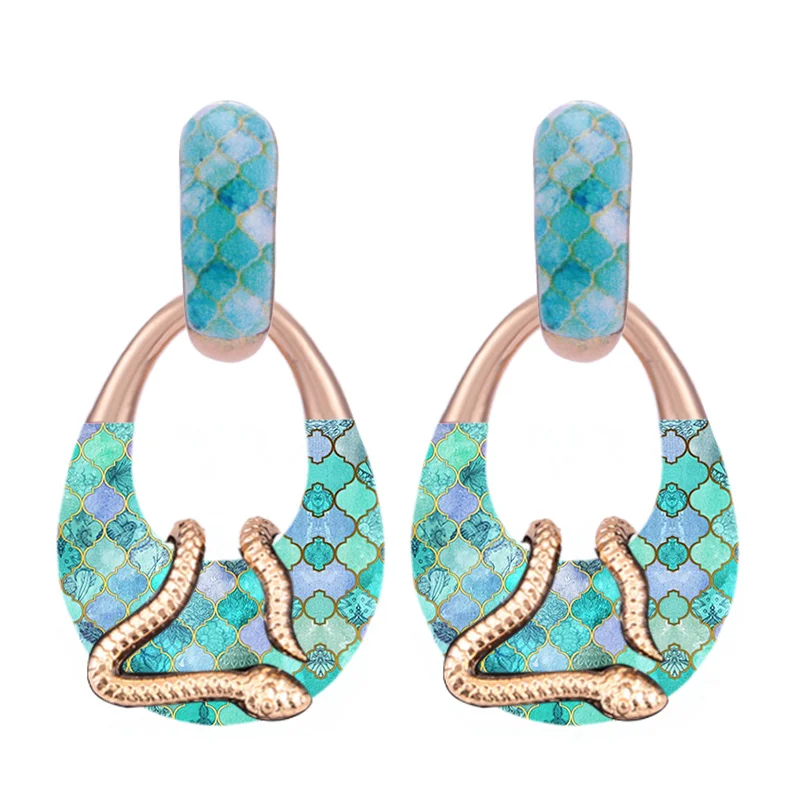 Lt Blue Sehuoran OOrbellen Boho серьги-подвески для женщин Aretes Brincos подвеска в виде змеи модное ювелирное изделие массивные свадебные серьги - Окраска металла: Lt Blue