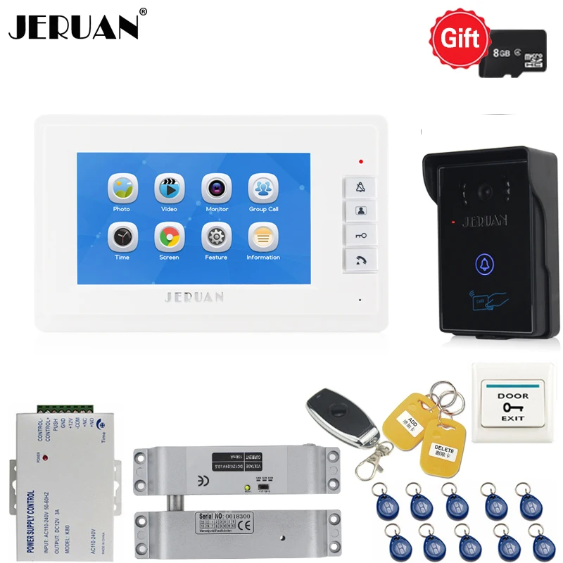 JERUAN 7 дюймов TFT экран видео домофон дверной звонок видео/голосовая запись