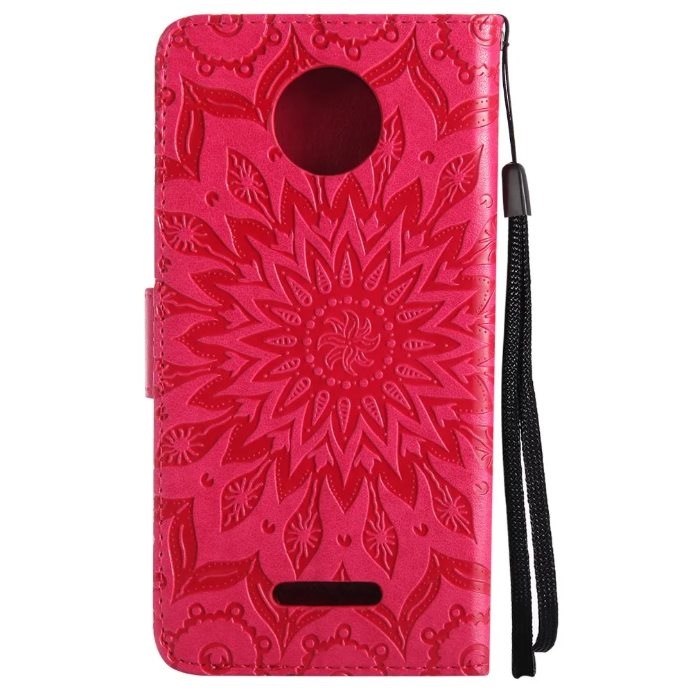 Из искусственной кожи чехол с подсолнухом для fundas Motorola Moto C Plus XT1723 XT1724 5 &quot+
