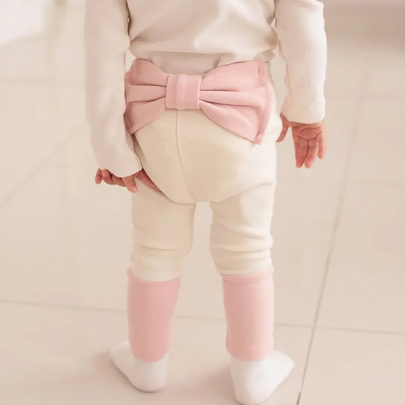 Дети Обувь для девочек хлопок pp Брюки белый и розовый серый стрейч теплый лук