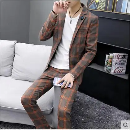 22 Color Мужские модные тонкие костюмы мужские деловые повседневные костюмы 2 шт свадебный костюм брюки Мужской Блейзер высокого качества набор брюк - Цвет: 22 Color