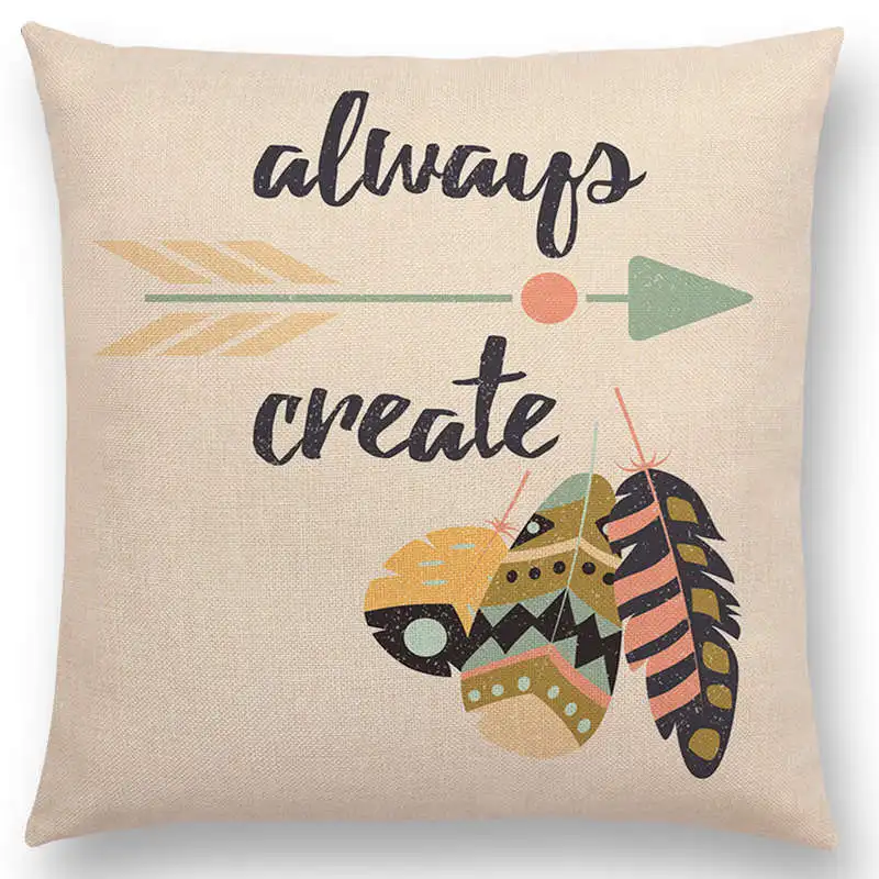 Племенной наволочка со стрелками и перьями декоративные буквы красивое слово