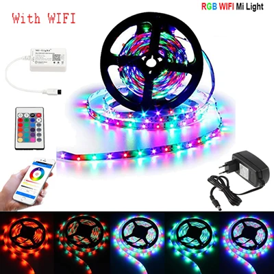 WIFI Kit Wifi RGB светодиодная лента Alexa 10 м водонепроницаемая лента веревка 5 м диод красный-зеленый-синий лента DC12V Mi Light wifi-патрон, умный свет контроллер адаптер питания - Испускаемый цвет: WIFI Kit