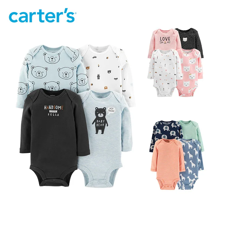 Carters 4 шт. боди детские одежда для девочек хлопок Длинные рукава принт
