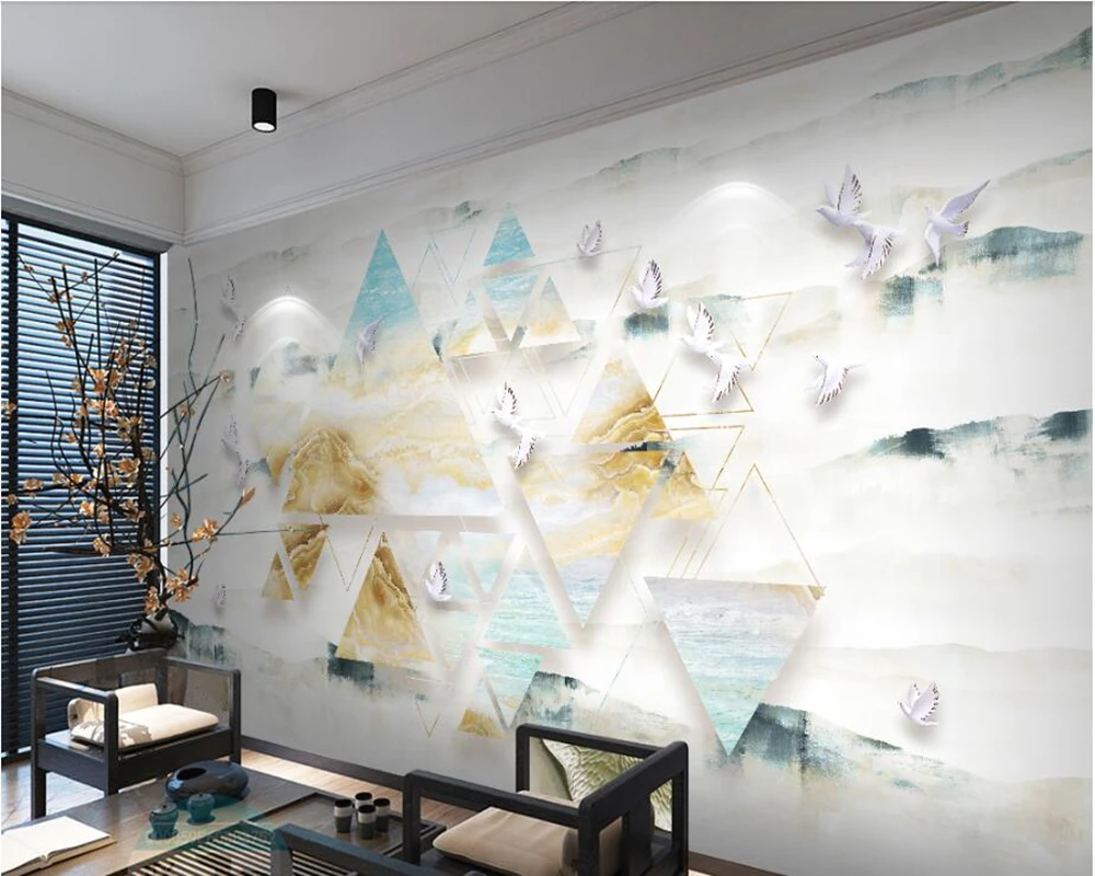 Papel de pared Marble landscape modern minimalistic geometric 3d wallpaper living room sofa TV background kids' murals | Обустройство