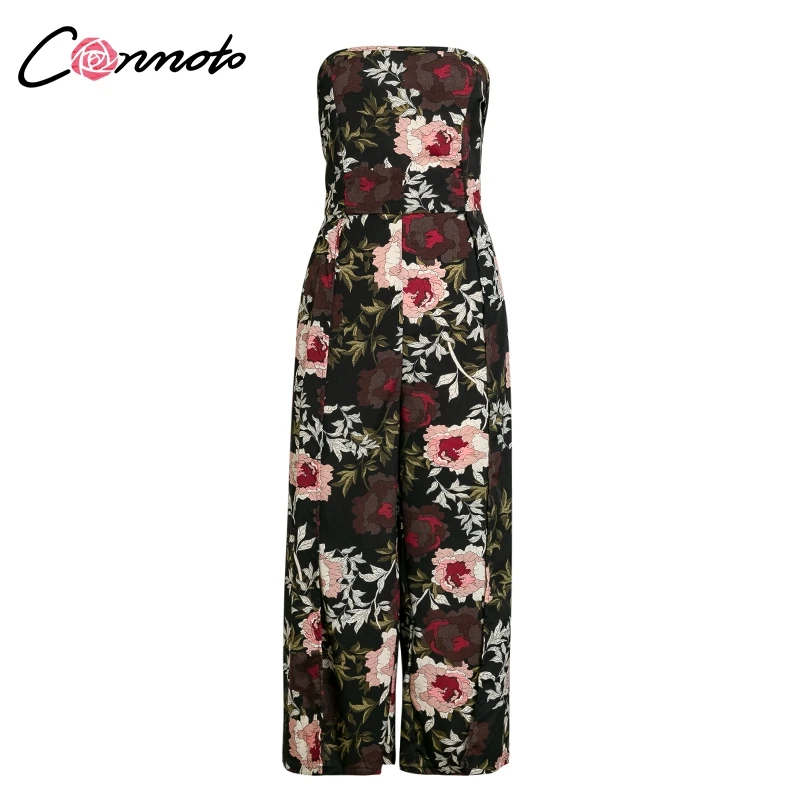 Conmoto, без бретелек, Feminino,, Летний комбинезон, Цветочный, Boho, пляжный комбинезон, широкие, длинные, с открытой спиной, комбинезоны, комбинезоны