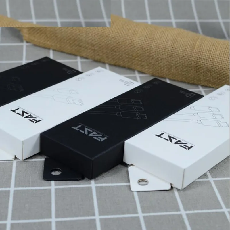 Белая черная бумажная Розничная упаковочная коробка для Iphone Samsung 1 м 2 3 USB кабель