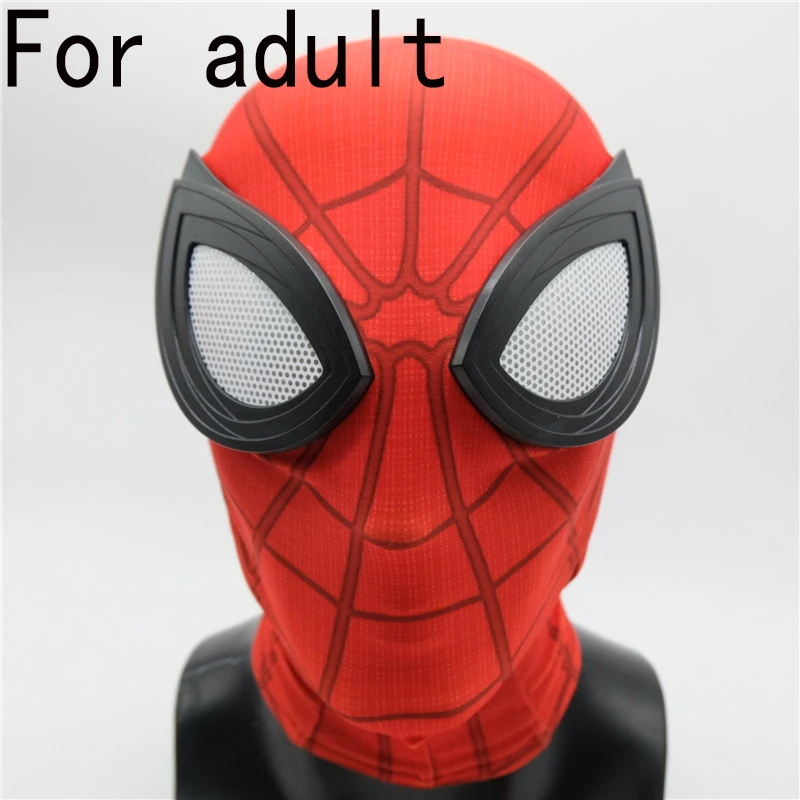 Mask adult Взрослые дети паук вдали от дома Питер Паркер маска для косплея супергероя Zentai боди Хэллоуин костюм мужчины - Цвет: Mask adult
