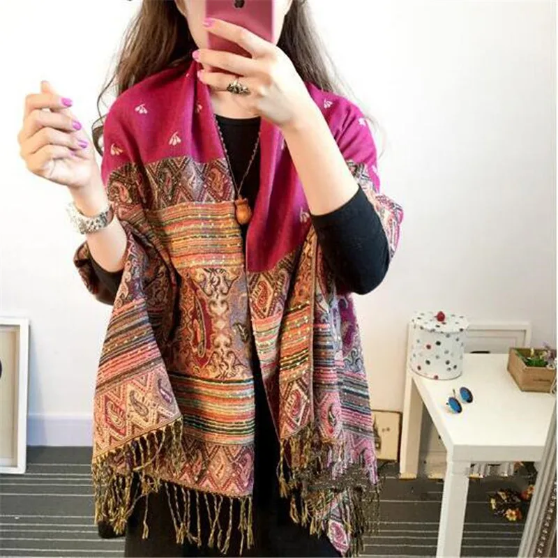Новинка Женская шаль из хлопка с бахромой женский воротник принтом длинные шарфы