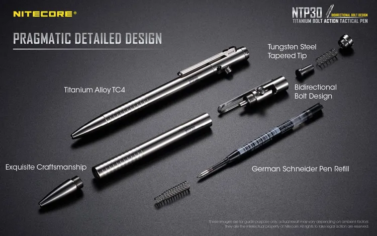 Новая тактическая ручка Nitecore NTP30 для самозащиты, инструменты из титанового сплава, эргономичный кончик из вольфрамовой стали